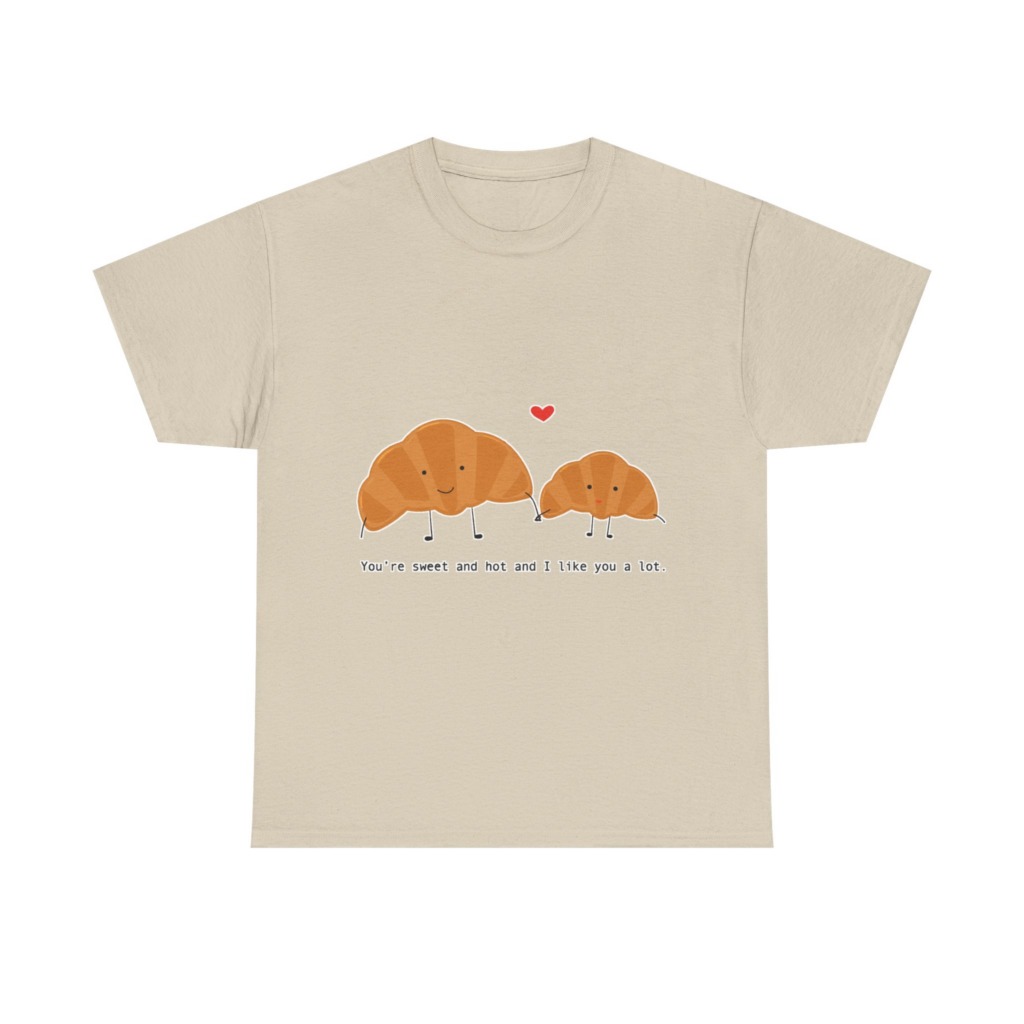 T-Shirt: Croissant Couple 'Sweet & Hot' Graphic Tee