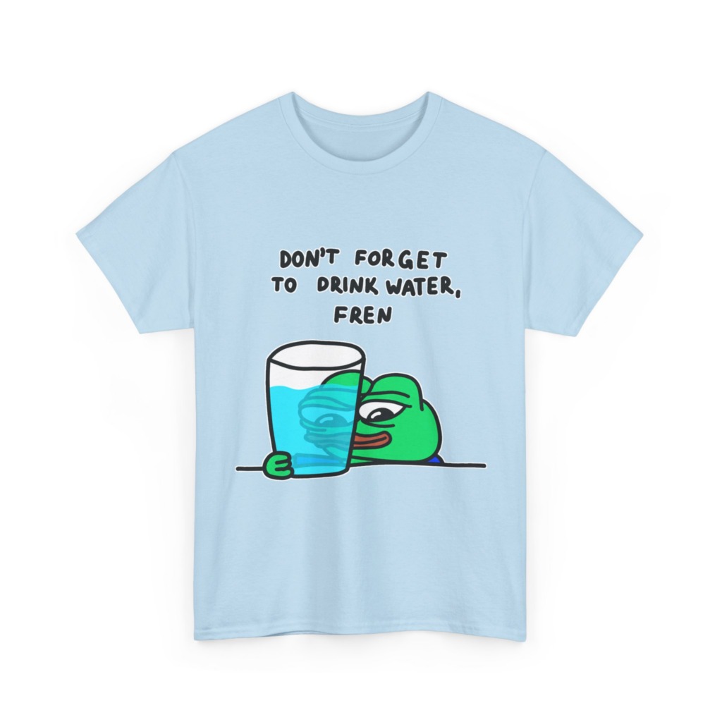 Graphic Tee: Pepe 'Don't Forget Water, Fren' Print