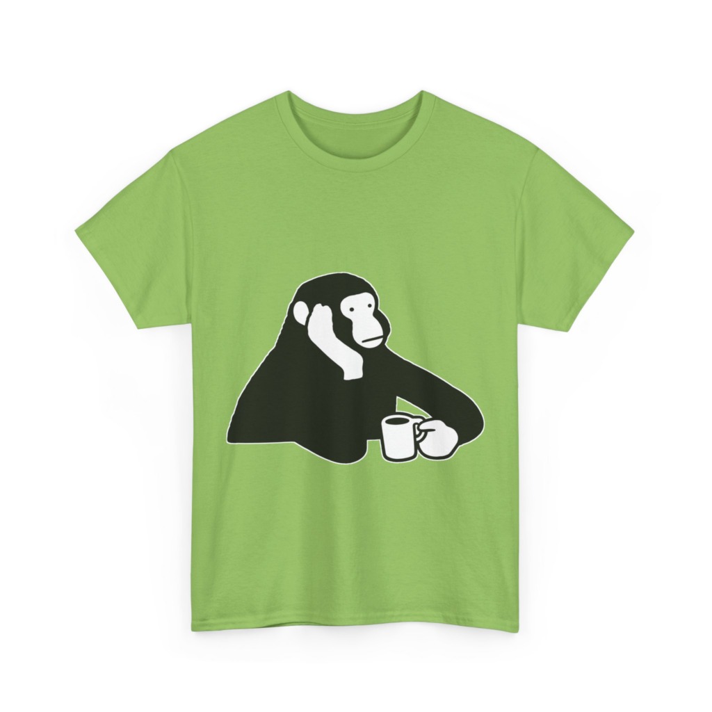 T-Shirt: Chimp with Coffee Mug Graphic
