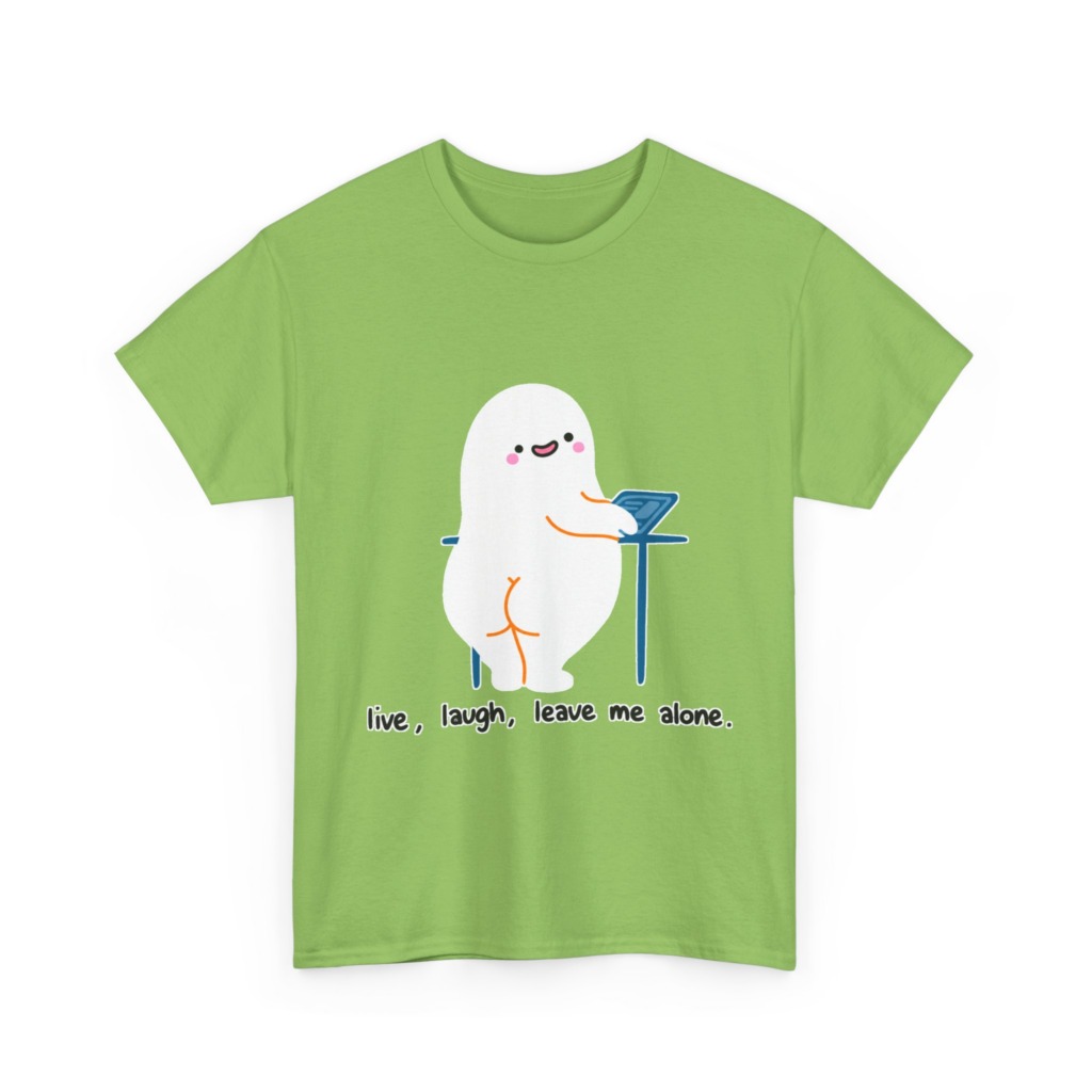 T-Shirt with Live, Laugh, Leave Me Alone Ghost Graphic
