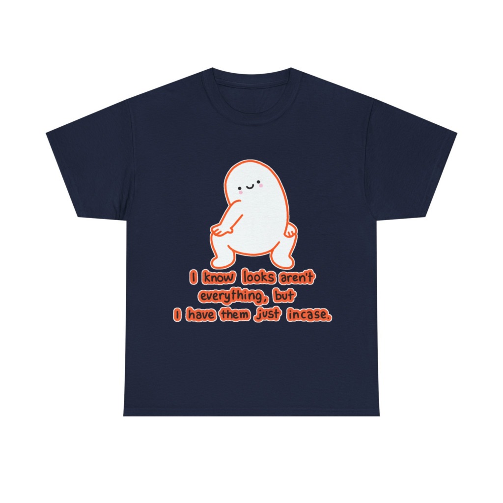 White T-Shirt: Squatting Blob 'Looks Aren't Everything'