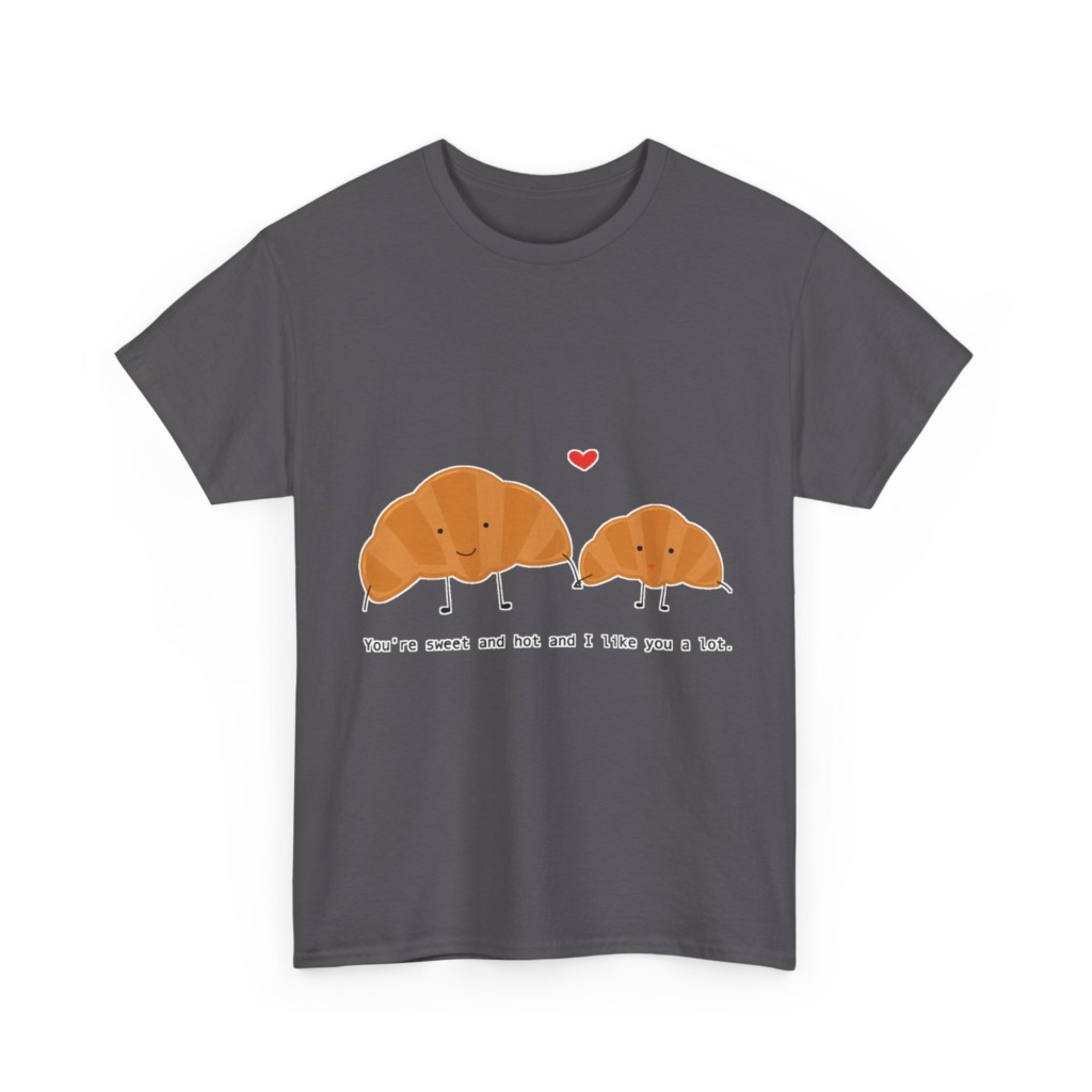 T-Shirt: Croissant Couple 'Sweet & Hot' Graphic Tee