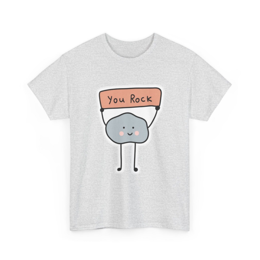 T-Shirt: Cute Rock Holding 'You Rock' Sign
