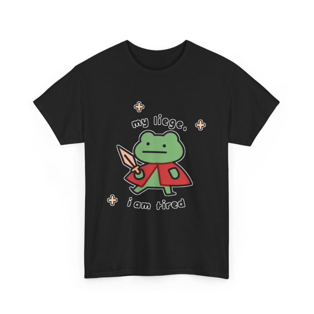 T-Shirt: Tired Frog Knight 'my liege, i am tired' Print