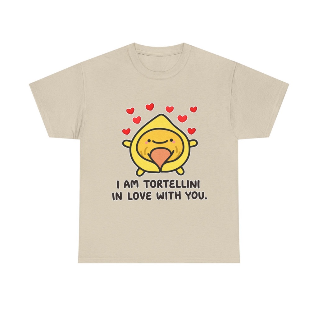 T-Shirt with Tortellini in Love Graphic